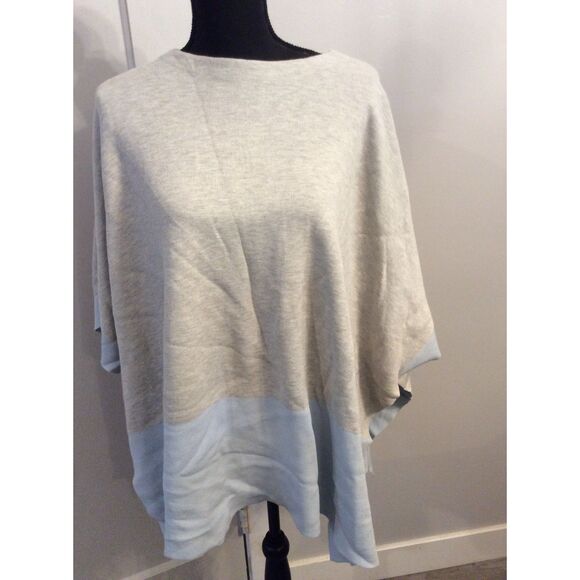 Ann Taylor M/L Womens Oversized Poncho style Sweater Gray Blue - Picture 1 of 4